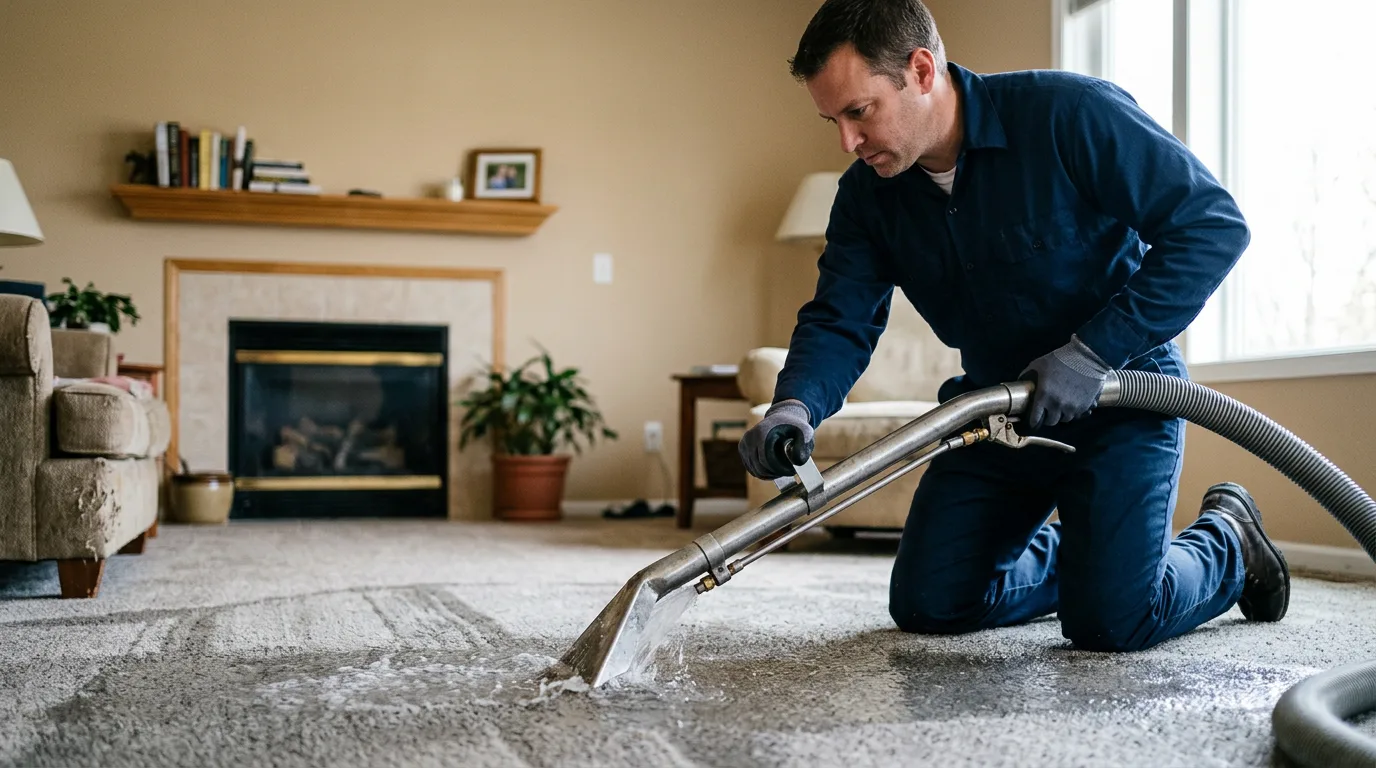 Water damage restoration technician working near Courtland, MS